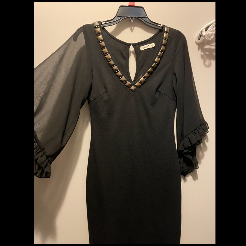 Black Dress With Sheer Sleeves